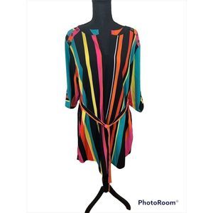 NY&Co Rainbow Striped Shirt Dress XL